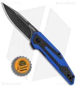 Kershaw Anso Fraxion Liner Lock Knife CF/Blue G-10 (2.75" Black SW) 1160BLUBW -Kershaw Store Kershaw Anso Fraxion LL CF Blue G 10 Black SW 1160BLUBW BHQ 79685 jr bottlecap