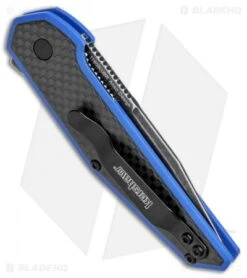 Kershaw Anso Fraxion Liner Lock Knife CF/Blue G-10 (2.75" Black SW) 1160BLUBW -Kershaw Store Kershaw Anso Fraxion LL CF Blue G 10 Black SW 1160BLUBW BHQ 79685 jr side