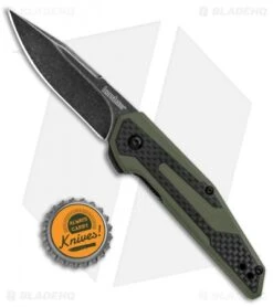 Kershaw Anso Fraxion Liner Lock Knife CF/OD Green G-10 (2.75" Black SW) 1160OLBW -Kershaw Store Kershaw Anso Fraxion LL CF Green G 10 Black SW 1160OLBW BHQ 79687 jr bottlecap