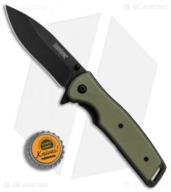 Kershaw Bevy Assisted Opening Knife OD Green G-10 (3.5" Blackwash) -Kershaw Store Kershaw Bevy OD Green G10 Blackwash BHQ 83240 er bottlecap