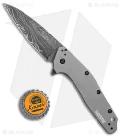 Kershaw Dividend Assisted Opening Knife Gray Aluminum (3" Damascus) 1812GRYDAM -Kershaw Store Kershaw Dividend Gray Damascus BHQ 74790 er bottlecap