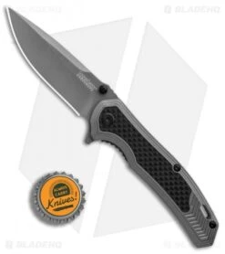 Kershaw Fringe A/O Frame Lock Knife Gray SS/Carbon Fiber (3" Gray) 8310 -Kershaw Store Kershaw Fringe AO Gray SS Carbon Fiber Gray BHQ 80593 er bottlecap