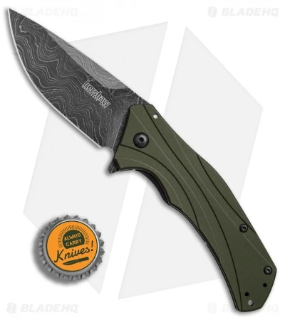 Kershaw Knockout Assisted Opening Knife OD Green (3.25" Damascus) 1870OLDAM 6 Kershaw Knockout Assisted Opening Knife OD Green (3.25" Damascus) 1870OLDAM - Image 4