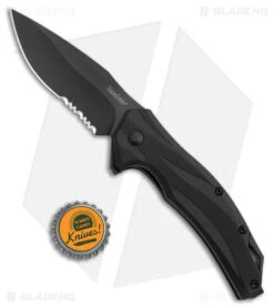 Kershaw Lateral Spring Assisted Knife Black GRN (3" Black Serr) 1645BLKST -Kershaw Store Kershaw Lateral Knife Black Black Serr BHQ 178498 jr bottlecap
