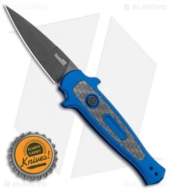 Kershaw Launch 12 Mini Stiletto Automatic Knife Blue/CF (2.5" Black) 7125BLUBLK -Kershaw Store Kershaw Launch 12 Mini Stiletto Automatic Knife Blue 2.5 Black 7125BLUBLK BHQ 117960 LS Spine