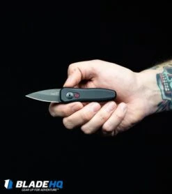 Kershaw Launch 4 CA Legal Automatic Knife (1.9" Damascus) BHQ Exclusive -Kershaw Store Kershaw Launch 4 CA Legal Automatic Knife Black 7500BL BHQ 34416 in hand web 9