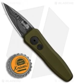 Kershaw Launch 4 CA Legal Automatic Knife OD Green (1.9" Damascus) BHQ Exclusive -Kershaw Store Kershaw Launch 4 CA Legal OD Green Damascus BHQ 91063 er bottlecap