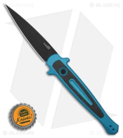Kershaw Launch 8 Stiletto Automatic Knife Teal/CF (3.5" Black) 7150TEALBLK -Kershaw Store Kershaw Launch 8 stiletto AK Teal CF 3in Black BHQ 177022 td size