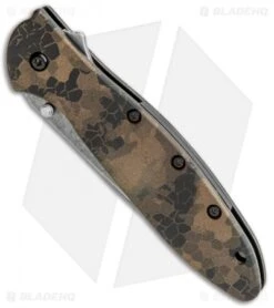Kershaw Leek Spring Assisted Knife A/O Digital Brown (3" Black SW) 1660DEB -Kershaw Store Kershaw Leek Auto Digital Brown Blackwash BHQ 113292 jr spine