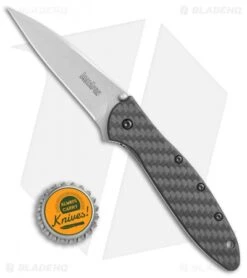 Kershaw Leek Assisted Opening Knife Carbon Fiber (3" Stonewash) 1660CF -Kershaw Store Kershaw Leek cf sw BHQ 52168 jr bottlecap