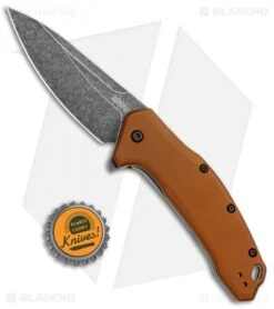 Kershaw Link Drop Point Knife Flat Dark Earth Aluminum (3.25" BlackWash) -Kershaw Store Kershaw Link Assisted SW Plain FDE Handle 1776BRZBW BHQ 85193 jr bottlecap