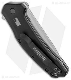 Kershaw Link Drop Point Knife Black (3.25" M390 Stonewash) 1776BLK -Kershaw Store Kershaw Link DP Black SW 1776BLK BHQ 75307 jr side 2