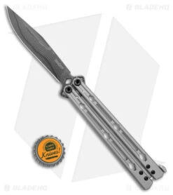Kershaw Lucha Balisong Butterfly Knife Gray Stainless (4.5" Damascus) 5150DAM -Kershaw Store Kershaw Lucha Balisong Gray Damascus BHQ 117076 jr bottlecap