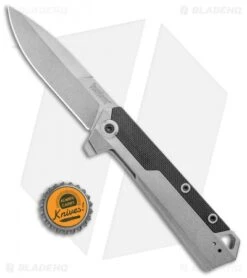 Kershaw Oblivion Assisted Opening Flipper Knife Black GFN (3.5" Stonewash) 3860 -Kershaw Store Kershaw Oblivion Assisted Opening Flipper black GFN SW 3860 BHQ 94079 jr bottlecap