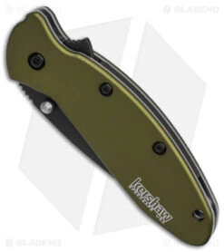 Kershaw Scallion Assisted Opening Knife Olive (2.25" Black) 1620OLBLK -Kershaw Store Kershaw Scallion Assisted Opening Knife Olive 2in Black BHQ 11769 td spine