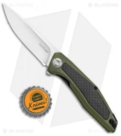 Kershaw Sinkevich Atmos Liner Lock Knife OD Green G-10/Carbon Fiber (3" Satin) -Kershaw Store Kershaw Sinkevich Atomost LL OD Green G 10 CF Satin KS4037OL BHQ 90131 jr bottlecap
