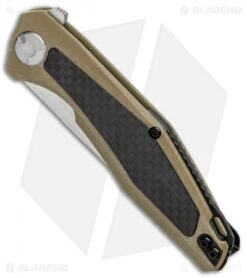 Kershaw Sinkevich Atmos Liner Lock Knife Tan G-10/Carbon Fiber (3" Satin) -Kershaw Store Kershaw Sinkevich Atomost LL Tan G 10 CF Satin KS4037TAN BHQ 90132 jr spine