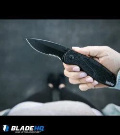 Kershaw Blur Assisted Opening Knife Black (3.375" Black Serr) 1670BLKST 7 Kershaw Blur Assisted Opening Knife Black (3.375" Black Serr) 1670BLKST -Kershaw Store kershaw blur black serr 1670BLKST hand dl