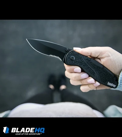 Kershaw Blur Assisted Opening Knife Black (3.375" Black Serr) 1670BLKST 5 Kershaw Blur Assisted Opening Knife Black (3.375" Black Serr) 1670BLKST - Image 3