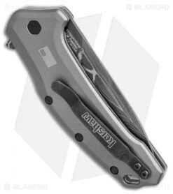 Kershaw Link Drop Point Knife Gray Aluminum (3.25" Damascus) KS1776GRYDAM 7 Kershaw Link Drop Point Knife Gray Aluminum (3.25" Damascus) KS1776GRYDAM -Kershaw Store kershaw link dp gray damascus KS1776GRYDAM BHQ 49209 jr side