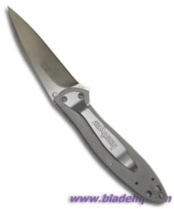 Kershaw Leek Assisted Opening Knife Titanium (3" Satin) 1660TIZDP -Kershaw Store kershawgreyleekback